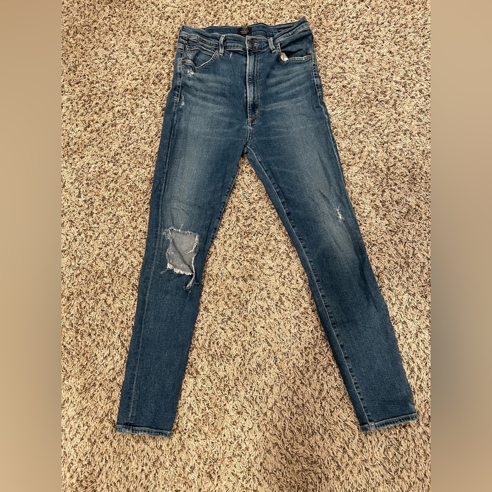 Citizens Of Humanity High Rise Distressed Blue Jeans